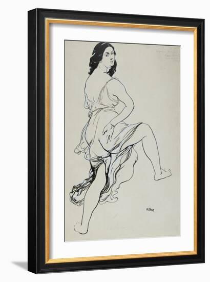 Portrait of Isadora Duncan Dancing (Brush and Indian Ink over Traces of Graphite-Leon Bakst-Framed Giclee Print