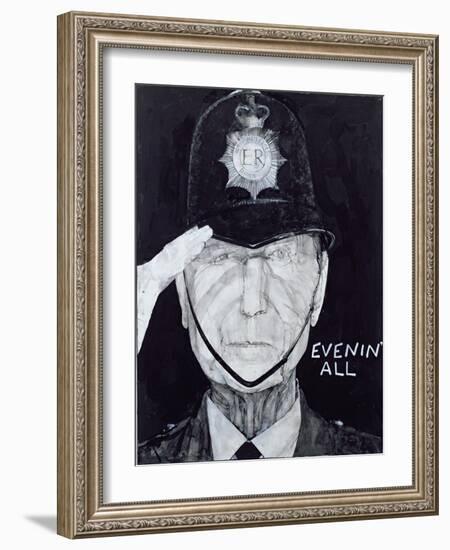 Portrait of Jack Warner as Dixon of Dock Green, Illustration for 'The Listener', 1970s-Barry Fantoni-Framed Giclee Print