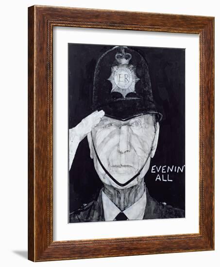 Portrait of Jack Warner as Dixon of Dock Green, Illustration for 'The Listener', 1970s-Barry Fantoni-Framed Giclee Print