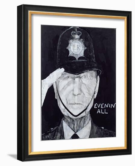 Portrait of Jack Warner as Dixon of Dock Green, Illustration for 'The Listener', 1970s-Barry Fantoni-Framed Giclee Print