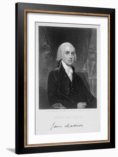 Portrait of James Madison, Engraved by William A. Wilmer-Gilbert Stuart-Framed Giclee Print