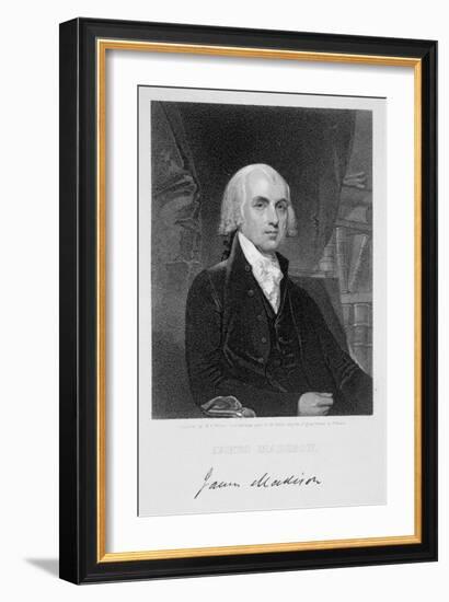 Portrait of James Madison, Engraved by William A. Wilmer-Gilbert Stuart-Framed Giclee Print