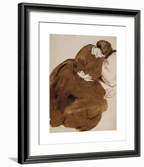 Portrait of Jane Morris Asleep on a Sofa-Dante Gabriel Rossetti-Framed Premium Giclee Print