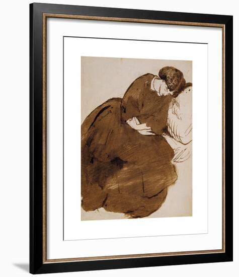 Portrait of Jane Morris Asleep on a Sofa-Dante Gabriel Rossetti-Framed Premium Giclee Print