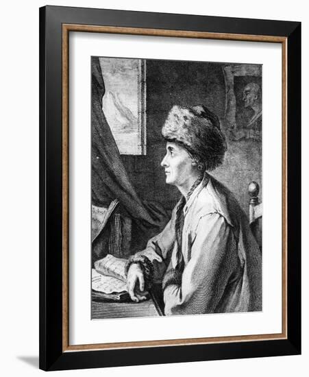 Portrait of Jean-Jacques Rousseau, C.1761 (Engraving)-French-Framed Giclee Print