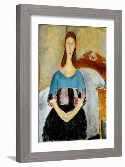 Portrait of Jeanne Hébuterne, 1918-Amedeo Modigliani-Framed Giclee Print