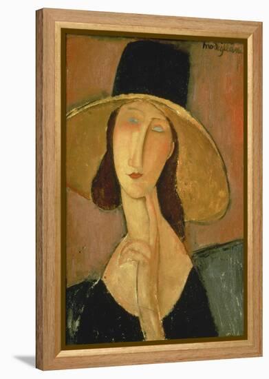 Portrait of Jeanne Hebuterne in a Large Hat-Amedeo Modigliani-Framed Premier Image Canvas