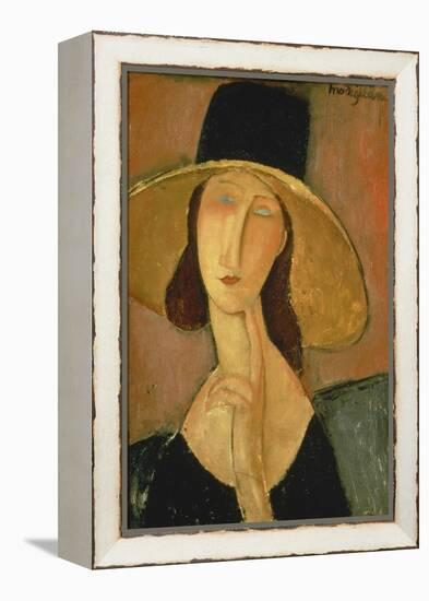 Portrait of Jeanne Hebuterne in a Large Hat-Amedeo Modigliani-Framed Premier Image Canvas