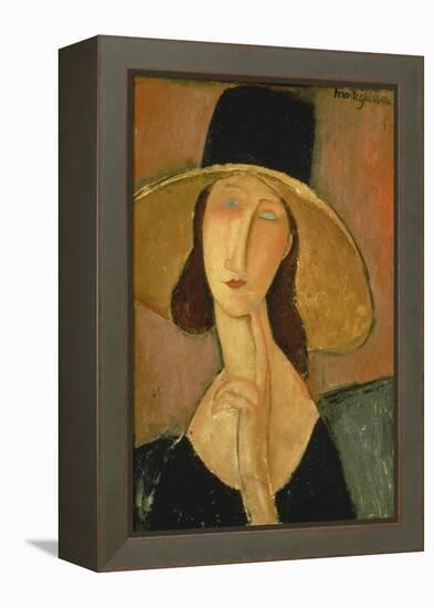 Portrait of Jeanne Hebuterne in a Large Hat-Amedeo Modigliani-Framed Premier Image Canvas