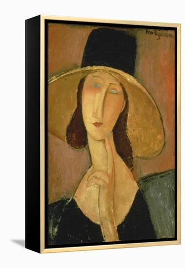 Portrait of Jeanne Hebuterne in a Large Hat-Amedeo Modigliani-Framed Premier Image Canvas