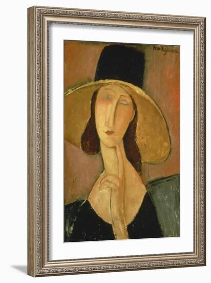 Portrait of Jeanne Hebuterne in a Large Hat-Amedeo Modigliani-Framed Giclee Print