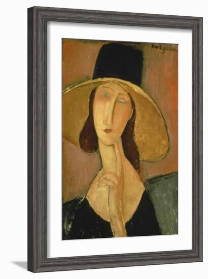 Portrait of Jeanne Hebuterne in a Large Hat-Amedeo Modigliani-Framed Giclee Print