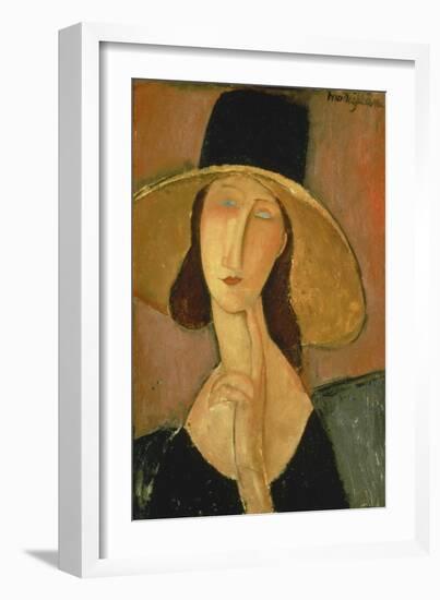 Portrait of Jeanne Hebuterne in a Large Hat-Amedeo Modigliani-Framed Giclee Print