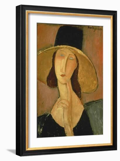 Portrait of Jeanne Hebuterne in a Large Hat-Amedeo Modigliani-Framed Giclee Print