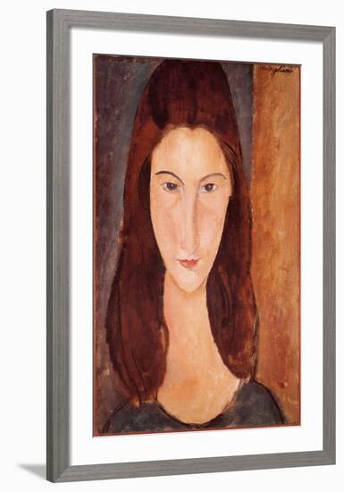 Portrait of Jeanne Hebuterne-Amedeo Modigliani-Framed Art Print