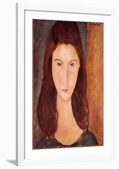 Portrait of Jeanne Hebuterne-Amedeo Modigliani-Framed Art Print