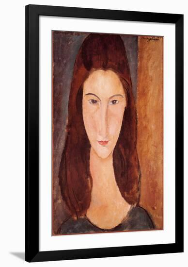 Portrait of Jeanne Hebuterne-Amedeo Modigliani-Framed Art Print