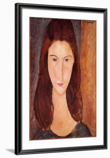 Portrait of Jeanne Hebuterne-Amedeo Modigliani-Framed Art Print