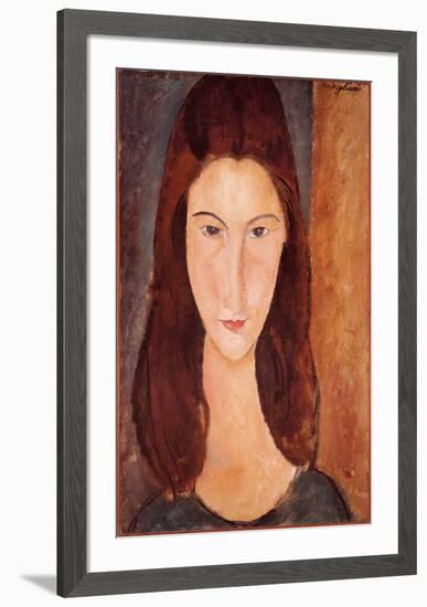 Portrait of Jeanne Hebuterne-Amedeo Modigliani-Framed Art Print