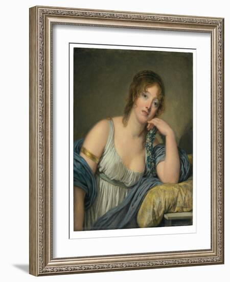 Portrait of Jeanne Philiberte Ledoux (1767–1840), half-length (oil on panel)-Jean Baptiste Greuze-Framed Giclee Print