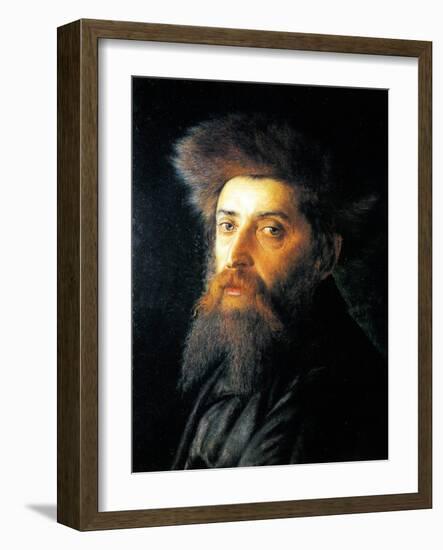 Portrait of Jew with Streimel-Isidor Kaufmann-Framed Art Print