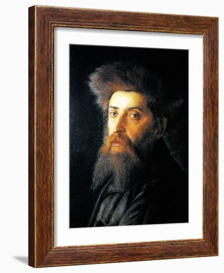 Portrait of Jew with Streimel-Isidor Kaufmann-Framed Art Print