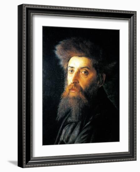 Portrait of Jew with Streimel-Isidor Kaufmann-Framed Art Print