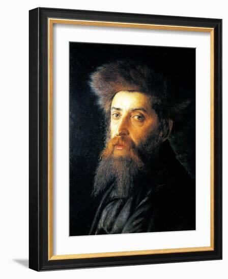 Portrait of Jew with Streimel-Isidor Kaufmann-Framed Art Print