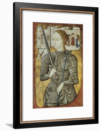 Portrait of Joan of Arc, Ca. 1430. from Charles D'Orleans' Poesy. French Miniature Painting-null-Framed Art Print