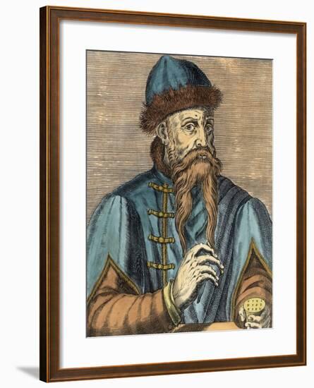 Portrait of Johannes Gutenberg (circa 1400-68) (Later Colouration)-Albrecht Mentz-Framed Giclee Print