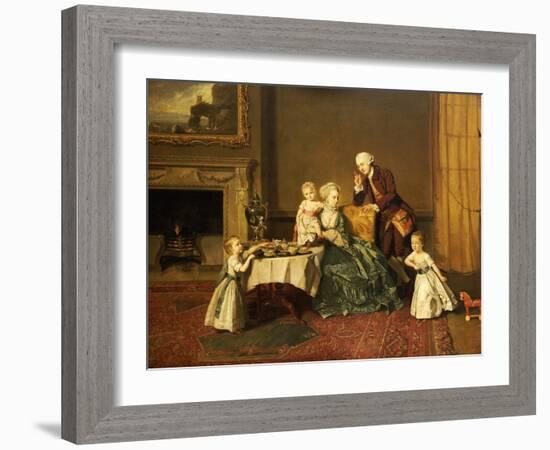 Portrait of John, 14th and His Family in the Breakfast Room at Compton Verney-Johann Zoffany-Framed Giclee Print