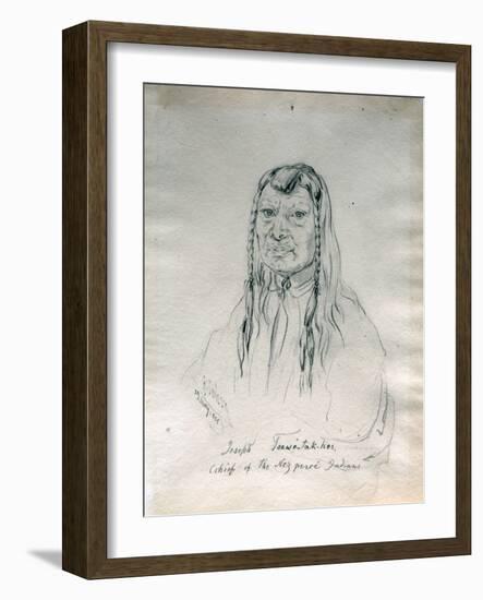 Portrait of Joseph Too-We-Tak-Hes Chief of the Nez Perce Indians-Gustav Sohon-Framed Giclee Print