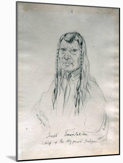 Portrait of Joseph Too-We-Tak-Hes Chief of the Nez Perce Indians-Gustav Sohon-Mounted Giclee Print