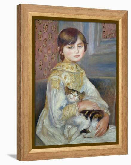 Portrait of Julie Manet or Little Girl with Cat-Pierre-Auguste Renoir-Framed Premier Image Canvas