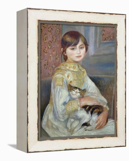 Portrait of Julie Manet or Little Girl with Cat-Pierre-Auguste Renoir-Framed Premier Image Canvas