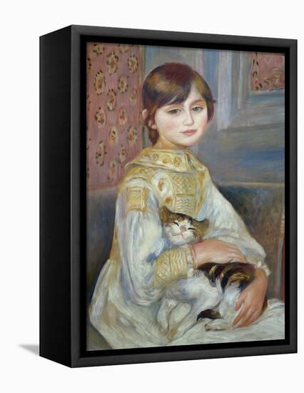 Portrait of Julie Manet or Little Girl with Cat-Pierre-Auguste Renoir-Framed Premier Image Canvas