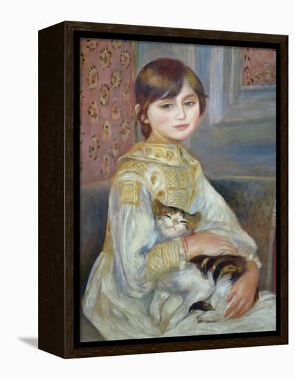 Portrait of Julie Manet or Little Girl with Cat-Pierre-Auguste Renoir-Framed Premier Image Canvas