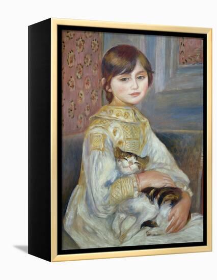 Portrait of Julie Manet or Little Girl with Cat-Pierre-Auguste Renoir-Framed Premier Image Canvas
