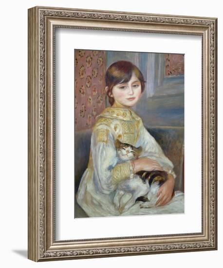 Portrait of Julie Manet or Little Girl with Cat-Pierre-Auguste Renoir-Framed Giclee Print