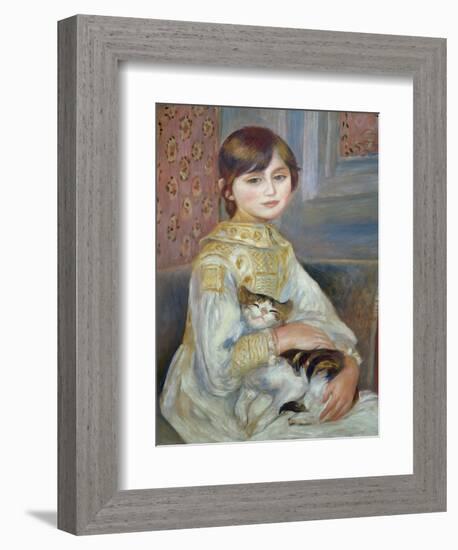 Portrait of Julie Manet or Little Girl with Cat-Pierre-Auguste Renoir-Framed Giclee Print