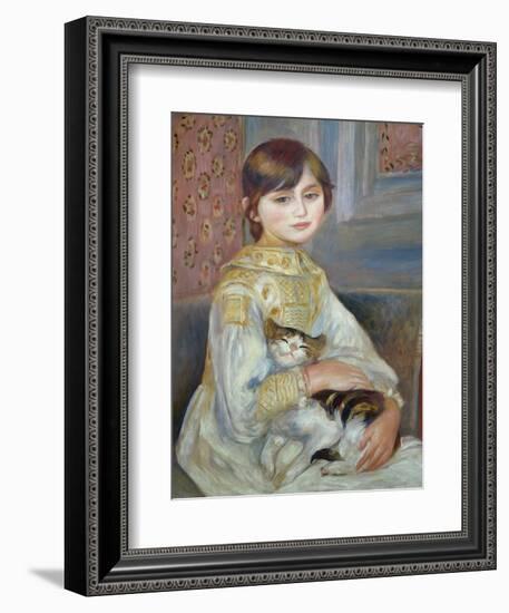 Portrait of Julie Manet or Little Girl with Cat-Pierre-Auguste Renoir-Framed Giclee Print