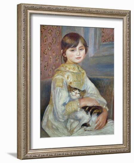 Portrait of Julie Manet or Little Girl with Cat-Pierre-Auguste Renoir-Framed Giclee Print