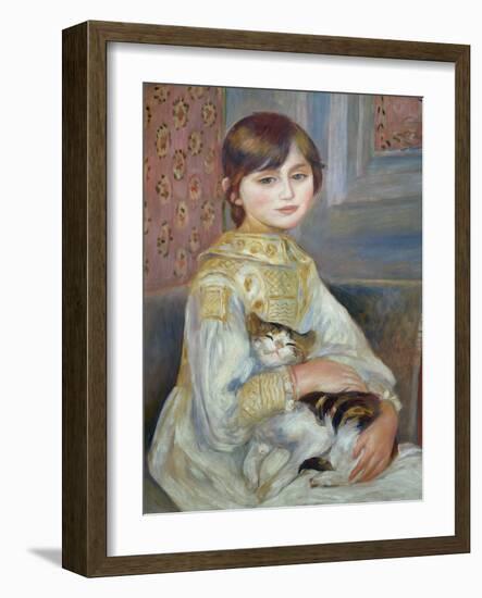 Portrait of Julie Manet or Little Girl with Cat-Pierre-Auguste Renoir-Framed Giclee Print