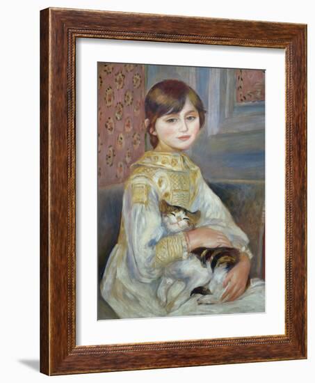 Portrait of Julie Manet or Little Girl with Cat-Pierre-Auguste Renoir-Framed Giclee Print