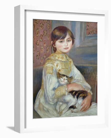 Portrait of Julie Manet or Little Girl with Cat-Pierre-Auguste Renoir-Framed Giclee Print