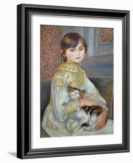 Portrait of Julie Manet or Little Girl with Cat-Pierre-Auguste Renoir-Framed Giclee Print