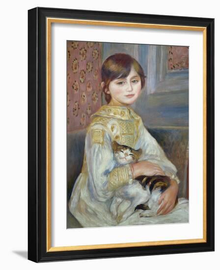 Portrait of Julie Manet or Little Girl with Cat-Pierre-Auguste Renoir-Framed Giclee Print