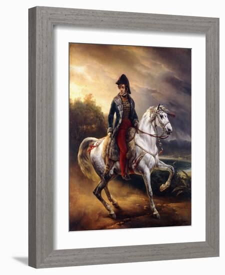 Portrait of Justo Machado Y Salcedo, Spanish Consul in Paris on Horseback, 1821-Horace Vernet-Framed Giclee Print