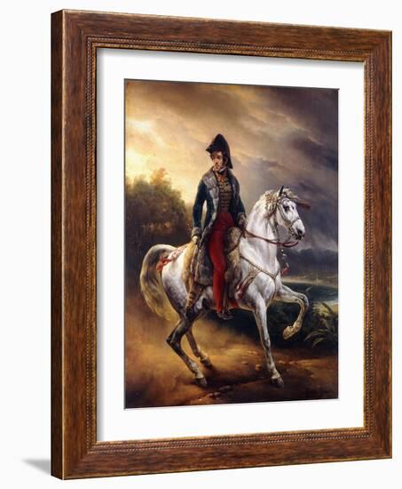 Portrait of Justo Machado Y Salcedo, Spanish Consul in Paris on Horseback, 1821-Horace Vernet-Framed Giclee Print