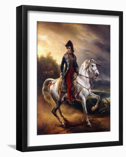 Portrait of Justo Machado Y Salcedo, Spanish Consul in Paris on Horseback, 1821-Horace Vernet-Framed Giclee Print